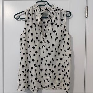Anthropologie Maeve Black White Balloon Print Sleeveless Blouse Size XS Women’s